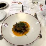  con funghi, cavolo, aglio, burro marrone al limone e pecorino su purea di zucca