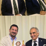 In alto, da sinistra: CT S. Marani, Accademico L. Seghetti; in basso: il Delegato V. Ricci con il Sindaco D. Matricardi